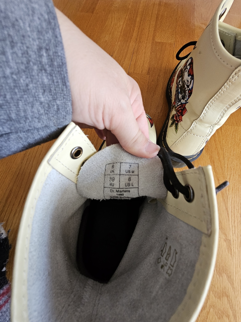 Dr. Martens Cream Tattoo-Style Lace-Up Boots with Black Laces - Picture 4 of 4